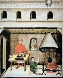 Nova 2644 fol.80v Zubereitung der Milz, aus Tacuinum Sanitatis